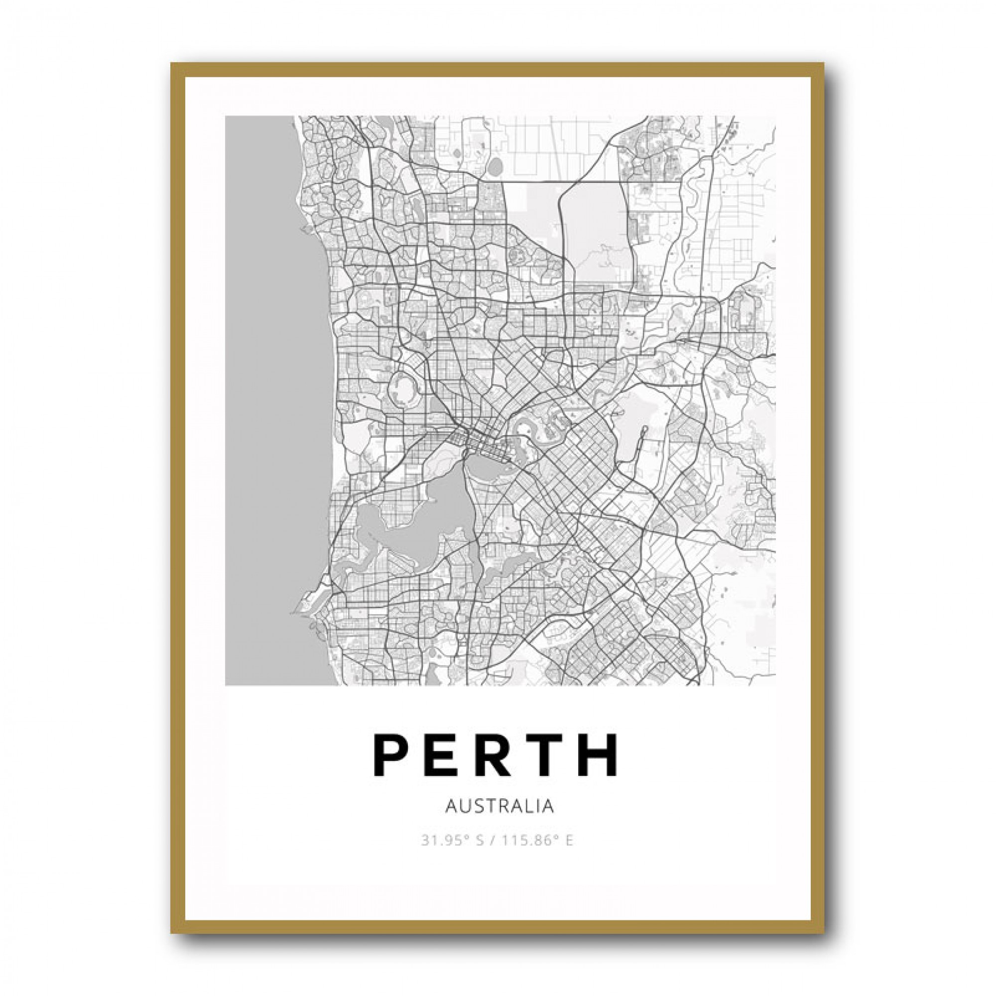 Perth City Map Wall Art